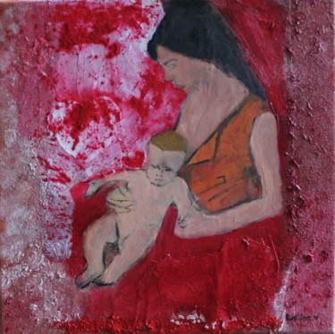 Painting titled "Naissance de mon pe…" by Martine Villani, Original Artwork