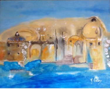 Painting titled "Le palais du chat" by Martine Villani, Original Artwork, Oil