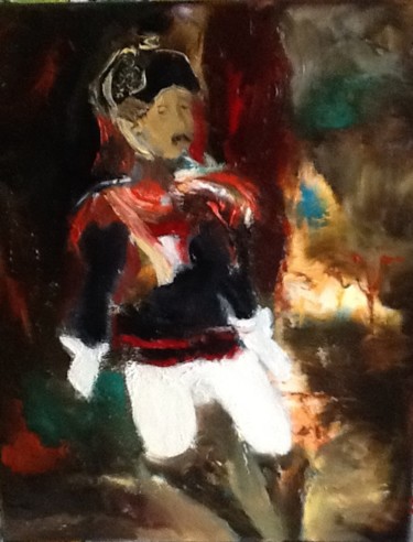 Painting titled "Le cuirassier blessé" by Martine Villani, Original Artwork, Oil