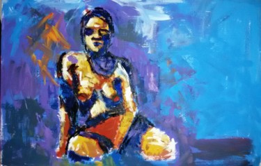Pintura titulada "desnudo mujer afric…" por Titino Morzone, Obra de arte original, Acrílico