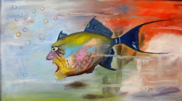 Painting titled "Malefic Fish" by Titi Paun, Original Artwork