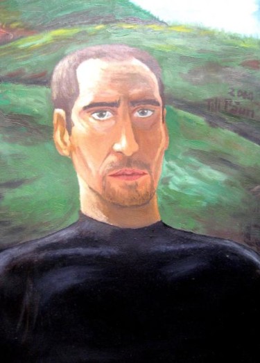 Painting titled "Selfportrait in bla…" by Titi Paun, Original Artwork