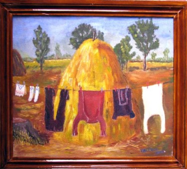Painting titled "Rural landscape" by Titi Paun, Original Artwork, Oil