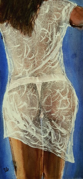 Painting titled "Nudo 29" by Tito Fornasiero, Original Artwork, Watercolor
