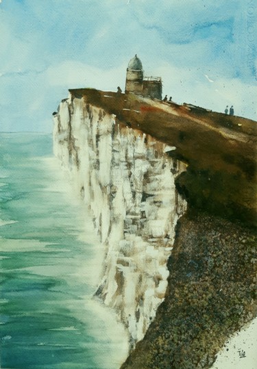 Painting titled "La punta del faro" by Tito Fornasiero, Original Artwork, Watercolor