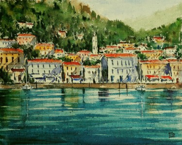 Painting titled "Menaggio (lago di C…" by Tito Fornasiero, Original Artwork, Watercolor