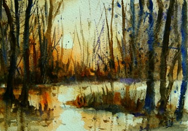 Painting titled "Milano, il Bosco in…" by Tito Fornasiero, Original Artwork, Watercolor