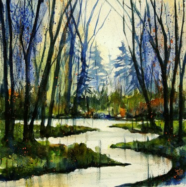 Painting titled "Nel bosco - In the…" by Tito Fornasiero, Original Artwork, Watercolor
