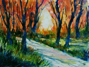 Painting titled "Parco delle Groane…" by Tito Fornasiero, Original Artwork, Watercolor