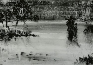 Schilderij getiteld "Inverno in bianco e…" door Tito Fornasiero, Origineel Kunstwerk, Aquarel