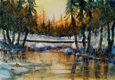 Painting titled "Impressione autunna…" by Tito Fornasiero, Original Artwork, Watercolor