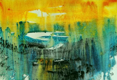 Pittura intitolato "Il lago bianco (ast…" da Tito Fornasiero, Opera d'arte originale, Acquarello