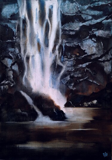 Pittura intitolato "Water and stones" da Tito Fornasiero, Opera d'arte originale, Acquarello