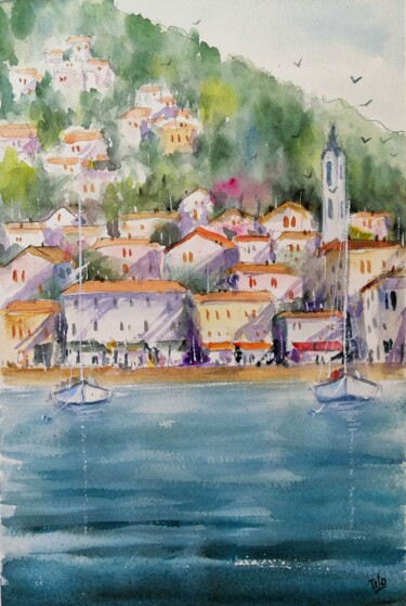 Malerei mit dem Titel "Menaggio, lago di C…" von Tito Fornasiero, Original-Kunstwerk, Aquarell