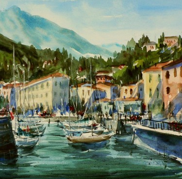 Pittura intitolato "Menaggio (Lago di C…" da Tito Fornasiero, Opera d'arte originale, Acquarello