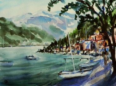 Pittura intitolato "Varenna (Lago di Co…" da Tito Fornasiero, Opera d'arte originale, Acquarello