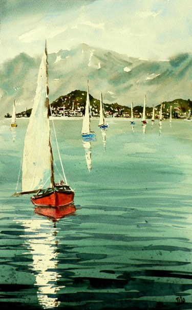 Regata sul Lago di Como 2 Pittura intitolato "Regata sul Lago di…" da Tito Fornasiero, Opera d'arte originale, Acquarello