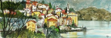 Картина под названием "Colonno (Lago di Co…" - Tito Fornasiero, Подлинное произведение искусства, Акварель
