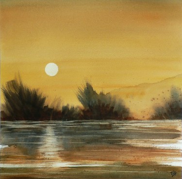 Painting titled "Laguna" by Tito Fornasiero, Original Artwork, Watercolor