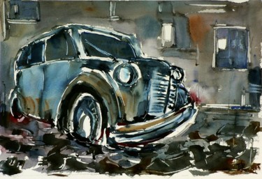 Картина под названием "Vecchia auto" - Tito Fornasiero, Подлинное произведение искусства, Акварель