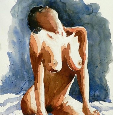 Painting titled "Nudo 16" by Tito Fornasiero, Original Artwork, Watercolor