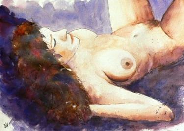 Pittura intitolato "Nudo 17" da Tito Fornasiero, Opera d'arte originale, Acquarello