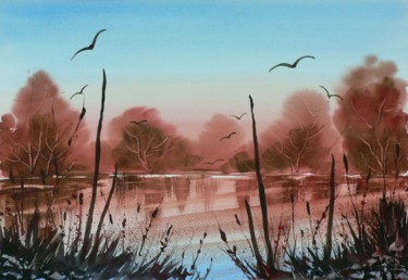 Painting titled "Milano Parco delle…" by Tito Fornasiero, Original Artwork, Watercolor