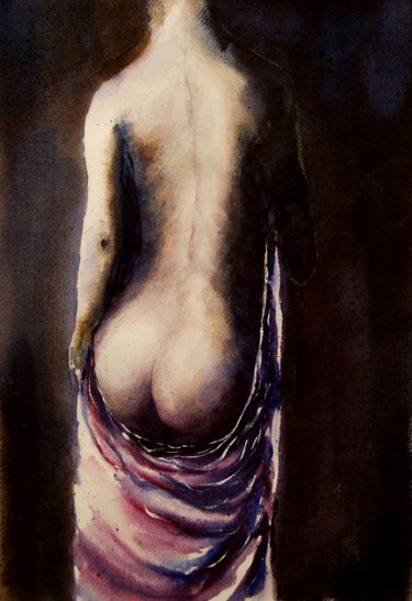 Pittura intitolato "Nudo 19" da Tito Fornasiero, Opera d'arte originale, Acquarello