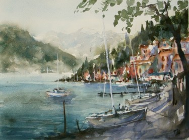 Malerei mit dem Titel "Varenna (Lago di Co…" von Tito Fornasiero, Original-Kunstwerk, Aquarell