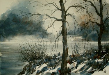 Pittura intitolato "Inverno #12" da Tito Fornasiero, Opera d'arte originale, Acquarello