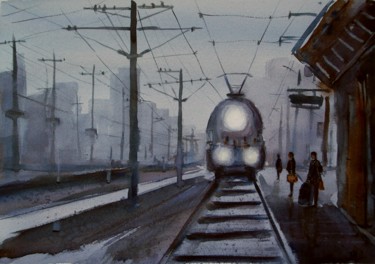 Malerei mit dem Titel "In partenza   /   L…" von Tito Fornasiero, Original-Kunstwerk, Aquarell
