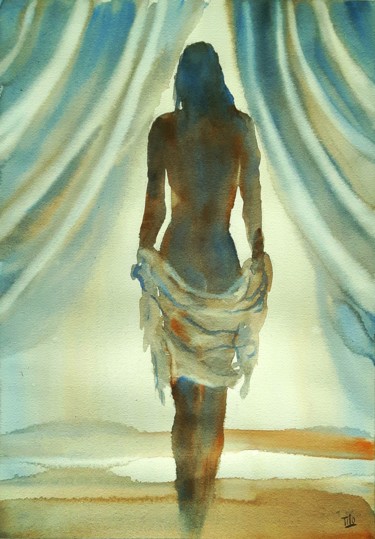 Pittura intitolato "Nudo #21" da Tito Fornasiero, Opera d'arte originale, Acquarello