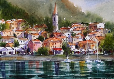 「Varenna (Lago di Co…」というタイトルの絵画 Tito Fornasieroによって, オリジナルのアートワーク, 水彩画