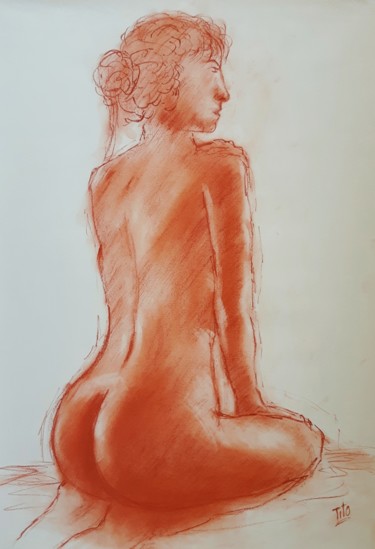 Disegno intitolato "Nudo #24" da Tito Fornasiero, Opera d'arte originale, Pastello