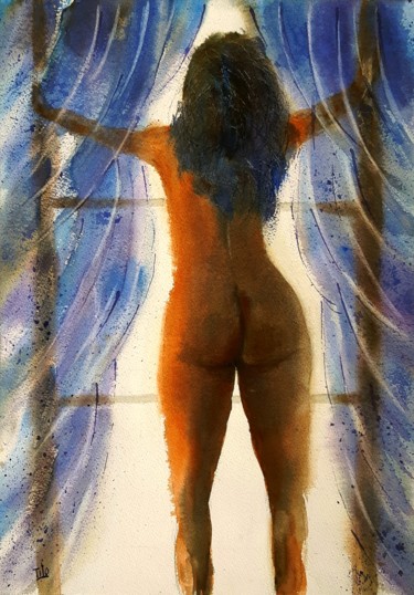 Pittura intitolato "Nudo #26" da Tito Fornasiero, Opera d'arte originale, Acquarello
