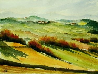 Colline del Monferrato Pittura intitolato "Colline del Monferr…" da Tito Fornasiero, Opera d'arte originale, Acquarello