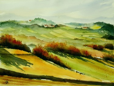 Painting titled "Colline del Monferr…" by Tito Fornasiero, Original Artwork, Watercolor