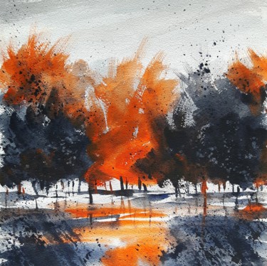 Peinture intitulée "Bicolore" par Tito Fornasiero, Œuvre d'art originale, Aquarelle