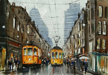 Peinture intitulée "Milano" par Tito Fornasiero, Œuvre d'art originale, Aquarelle