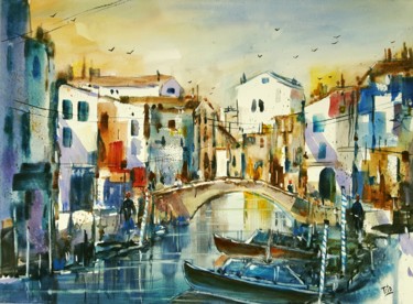 Painting titled "Chioggia" by Tito Fornasiero, Original Artwork, Watercolor
