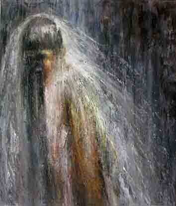 Malerei mit dem Titel "rain" von Titos Kontou, Original-Kunstwerk, Öl
