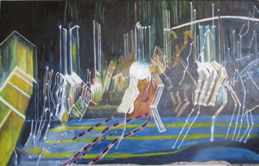 Painting titled "abstraction musicale" by Pedro Paone, Original Artwork, Oil