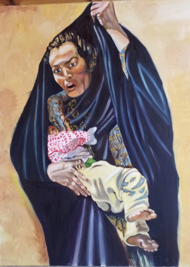 Pintura intitulada "la Madone de Bagdad" por Pedro Paone, Obras de arte originais, Óleo
