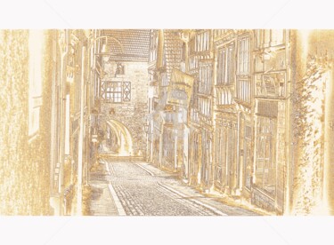 Digital Arts titled "La rue du château d…" by Tito Villa, Original Artwork, Digital Painting