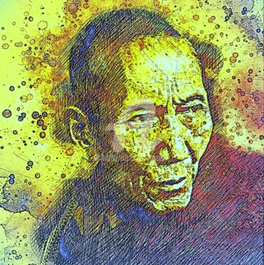 Arts numériques intitulée "Tibet lama." par Tito Villa, Œuvre d'art originale, Peinture numérique