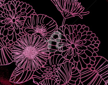 Arts numériques intitulée "Fleur de nuit." par Tito Villa, Œuvre d'art originale, Peinture numérique