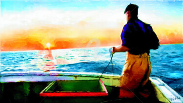 Arts numériques intitulée "Pêcheur de Socoa. P…" par Tito Villa, Œuvre d'art originale, Peinture numérique