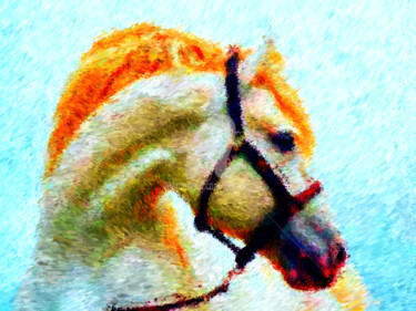 Digital Arts titled "Cheval blanc." by Tito Villa, Original Artwork, Digital Painting