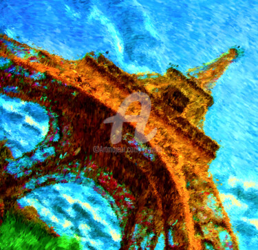 Digital Arts titled "La tour Eiffel. Eif…" by Tito Villa, Original Artwork, Digital Painting