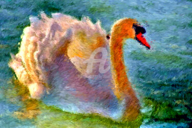 Digital Arts titled "Le cygne." by Tito Villa, Original Artwork, Digital Painting